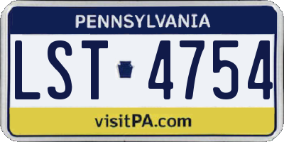 PA license plate LST4754