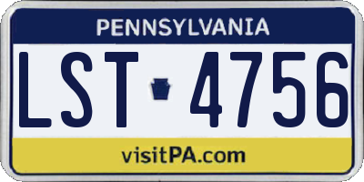 PA license plate LST4756