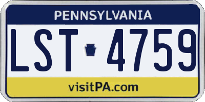 PA license plate LST4759