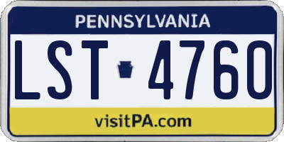PA license plate LST4760