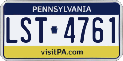 PA license plate LST4761