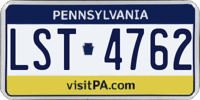 PA license plate LST4762