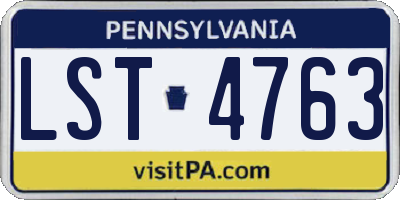 PA license plate LST4763