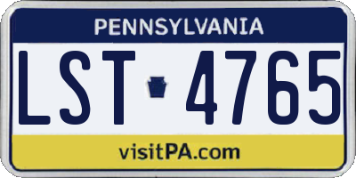 PA license plate LST4765