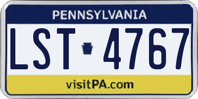 PA license plate LST4767
