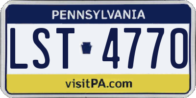 PA license plate LST4770