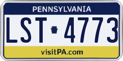 PA license plate LST4773