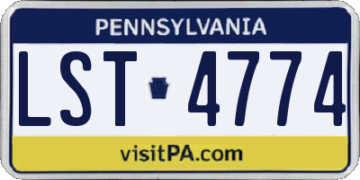 PA license plate LST4774