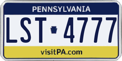 PA license plate LST4777