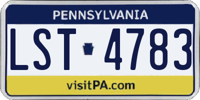 PA license plate LST4783
