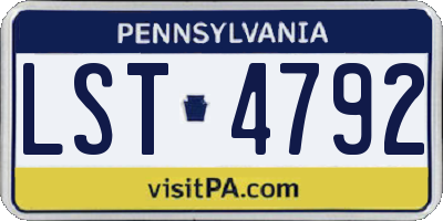 PA license plate LST4792
