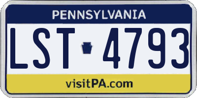 PA license plate LST4793