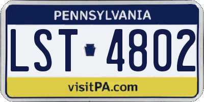 PA license plate LST4802