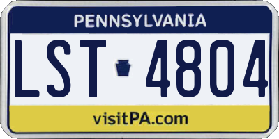 PA license plate LST4804