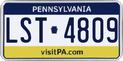 PA license plate LST4809