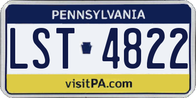 PA license plate LST4822