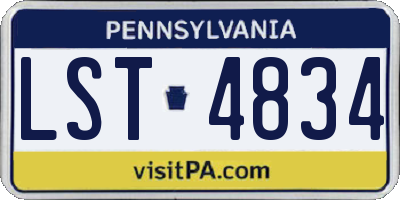 PA license plate LST4834