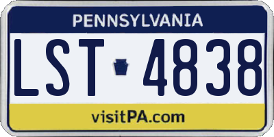 PA license plate LST4838