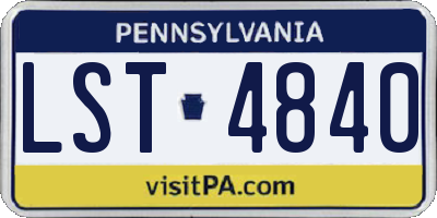 PA license plate LST4840