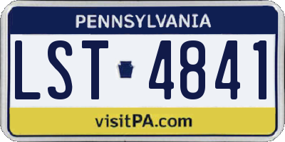 PA license plate LST4841
