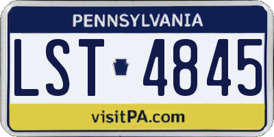 PA license plate LST4845