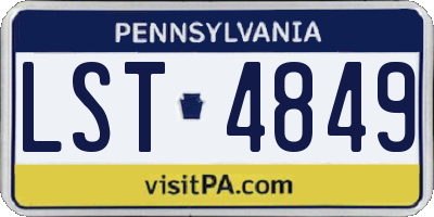 PA license plate LST4849