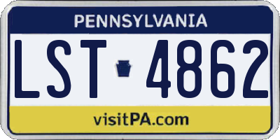 PA license plate LST4862