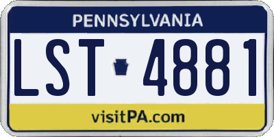 PA license plate LST4881