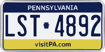 PA license plate LST4892