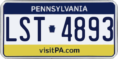 PA license plate LST4893