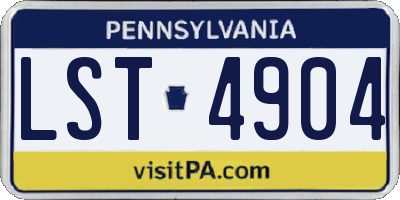 PA license plate LST4904