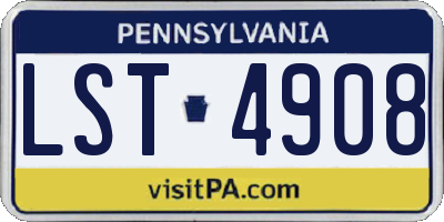 PA license plate LST4908