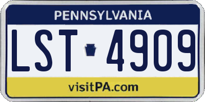 PA license plate LST4909