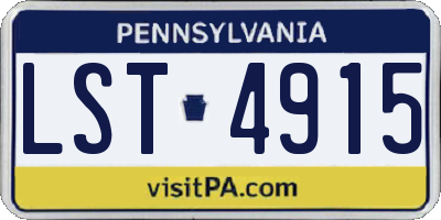 PA license plate LST4915