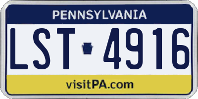 PA license plate LST4916