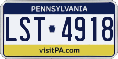 PA license plate LST4918