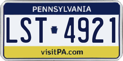 PA license plate LST4921
