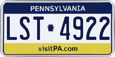 PA license plate LST4922