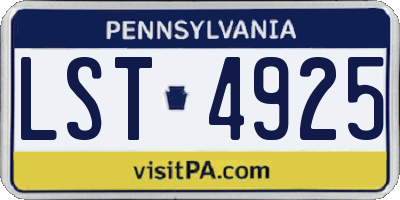 PA license plate LST4925