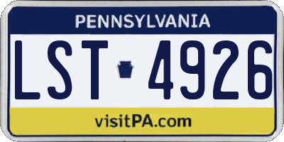 PA license plate LST4926