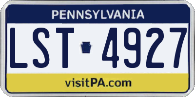 PA license plate LST4927