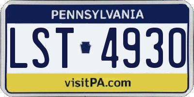 PA license plate LST4930