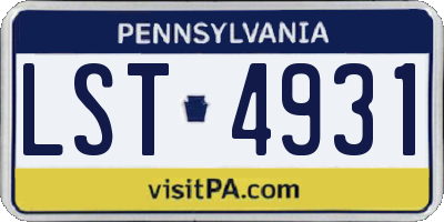 PA license plate LST4931