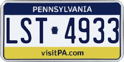 PA license plate LST4933