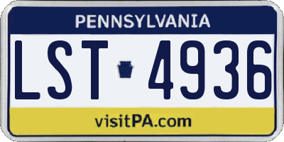 PA license plate LST4936