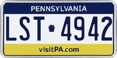 PA license plate LST4942