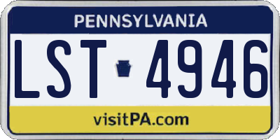 PA license plate LST4946