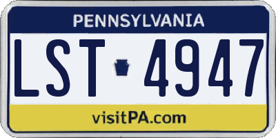 PA license plate LST4947