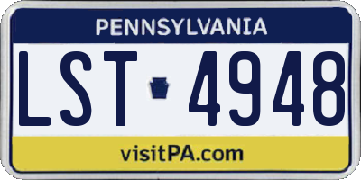 PA license plate LST4948