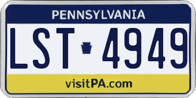 PA license plate LST4949